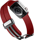 Apple Watch 42mm Kordon Metal Tokalı Esnek Silikon KRD84