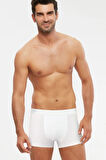 Erkek  Beyaz Penye Boxer 6 Lı S-2xl