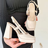 Mety Bej Cilt Topuklu Ayakkabı