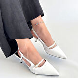 Darina Beyaz Cilt Topuklu Ayakkabı