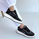 Hawer Siyah Cilt Bağcıklı Spor Ayakkabı