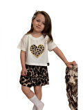 LEOPAR DESENLİ ETEKLİ KIZ TAKIM
