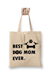 Best Dog Mom Köpek Annesi Beyaz Bez Çanta Uzun Saplı Alışveriş Çantası Plaj Çantası