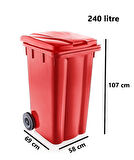 Omnipazar SY-6510 Tekerlekli Kapaklı Plastik Çöp Konteyneri 240 lt 