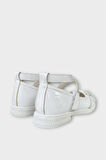 Hafif Taban Cırtlı Taşlı Kız Çocuk Babet Ayakkabı BEYAZ