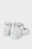 Hafif Taban Cırtlı Taşlı Kız Çocuk Babet Ayakkabı BEYAZ