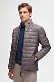 Ds Damat Slim Fit Gri Rüzgar Geçirmez Elyaf Dolgulu Şişme Mont 3HF07ORT04262
