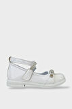 Hafif Taban Cırtlı Taşlı Kız Çocuk Babet Ayakkabı BEYAZ