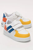 Işıklı Unisex Rahat Hafif Çocuk Spor Ayakkabı BEYAZ - MAVİ