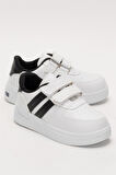 Işıklı Unisex Rahat Hafif Çocuk Spor Ayakkabı BEYAZ - SİYAH