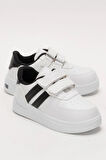 Işıklı Unisex Rahat Hafif Çocuk Spor Ayakkabı BEYAZ - SİYAH