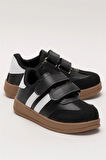 Unisex Cırtlı Rahat Hafif Çocuk Spor Ayakkabı SİYAH