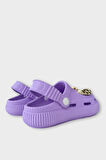 Çocuk Taşlı  Cross Terlik Bahçe Plaj Sahil Havuz Terliği Lila