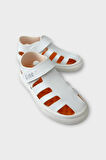 Unisex Cırtlı Esnek Kauçuk Tabanlı Ortopedik Çocuk Spor Sandalet BEYAZ