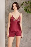 Pierre Cardin 6 Lı Saten Gecelik Çeyiz Takım Bordo