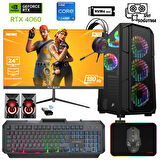 Xaser Xsr986 i5 12400F 16GB Ram 512GB M.2 NVMe SSD 8GB RTX4060 23.8 "Curved 180Hz Sıvı Soğutma Oyuncu Bilgisayarı