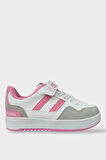 Çocuk Cırtlı Bağcıklı Comfort Spor Ayakkabı BEYAZ - PEMBE