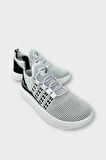 Çocuk Triko Akıllı Bağcık Aqua Spor Ayakkabı BEYAZ - SİYAH