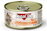 BonaCibo Ezme Tavuklu & Hindili Yetişkin Yaş Kedi Maması 85gr
