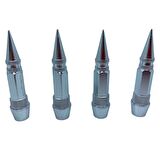 Sivri Sibop Kapağı Mermi Sibop Kapağı Araba Motosiklet Bisiklet Metal 4 lü Set Gümüş Krom