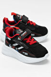 Çocuk Cırtlı Akıllı Bağcık Spor Ayakkabı SİYAH - KIRMIZI