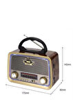 Nostaljik Radyo USB/SD/MP3/Bluetooth Işıklı Şarjlı Nostaljik Radyo