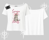 Serene Beauty Kedi Baskılı  Kayık Yaka Tshirt