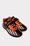 Çocuk Cırtlı Bantlı Bağcıklı Krampon Futbol Halı Saha Ayakkabısı SİYAH TURUNCU