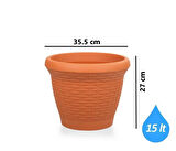 Omnipazar SO-HS04 Plastik Hasır Desenli Dekoratif Saksı 15 Litre No 4
