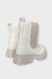 Kız Çocuk Lastik Detaylı Kalın Taban Bot BEJ