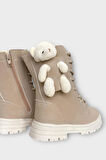 Ayıcıklı Fermuarlı Soğuk Geçirmez Günlük Kız Çocuk Botu BEJ