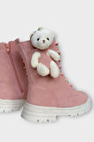 Ayıcıklı Fermuarlı Soğuk Geçirmez Günlük Kız Çocuk Botu PUDRA