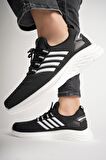 Muggo Montag Garantili Günlük Ortopedik Kaymaz Taban Bağcıklı Çizgili Erkek Sneaker Spor Ayakkabı