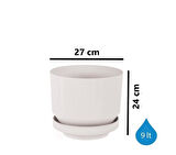 Omnipazar SO-S284 Dekoratif Tabaklı Lüks Çizgi Desenli Saksı 9 Litre