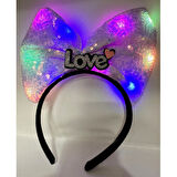 Periboia Led Işıklı Gümüş Love Yazılı Lila Fiyonk Taç