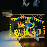 Periboia LED Aydınlatmalı Yazı ve Çizim Tahtası - Küçük Boy 20x20 cm