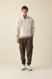 DeFacto Comfort Regular Fit Rahat Kalıp Fermuarlı Dik Yaka Baskılı Sweatshirt C6132AX24AUBG700