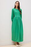 DeFacto 	Regular Fit Bisiklet Yaka Gofre Dokulu Uzun Kollu Maxi Elbise E6597AX25SPGN268