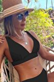 Angelsin Şık Bikini Üstü Siyah