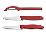 Victorinox Sebze Bıçağı - Soyacak Seti 3'lü Kırmızı 