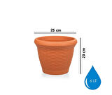 Omnipazar SO-HS02 Plastik Hasır Desenli Dekoratif Saksı 6 Litre No 2