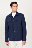 Oversize Fit Bol Kesim Klasik Yaka Pamuklu Desenli Gömlek Ceket