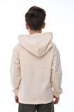 Basic Kapüşonlu Şardonlu Kanguru Cep Detaylı Çocuk Sweatshirt 3-10 Yaş Pudra