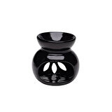 El Yapımı Küre Çiçek Oymalı Seramik Buhurdanlık Siyah
