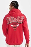 DeFactoFit Kırmızı NBA Chicago Bulls Oversize Geniş Kalıp Kapüşonlu Sırt Baskılı Sweatshirt C9269AX24AUBR244