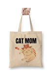 Cat Mom Gifts Kedi Annesi Beyaz Bez Çanta Uzun Saplı Alışveriş Çantası Plaj Çantası