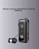 İçi Sarılabilen Kablo ve Yaka Klipsli Bluetooth Kulaklık