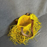 Uretti - Ayşe 4723 El Örgüsü Püsküllü Kağıt İp Kadın Omuz Çantası