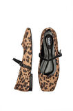 Kadın Tokalı Leopar Desen Yuvarlak Burun Taş İşlemeli Babet Ev Ayakkabısı 9225