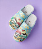 Ortopedik Sabo Terlik Doktor Hemşire Hastane Aşçı Terliği Kadın Kış Desenli